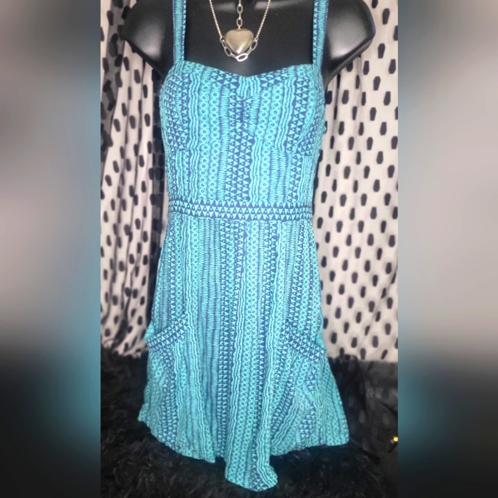 American Eagle Outfitters, Size 2, Light and Dark Blue Patterned Summer Dress